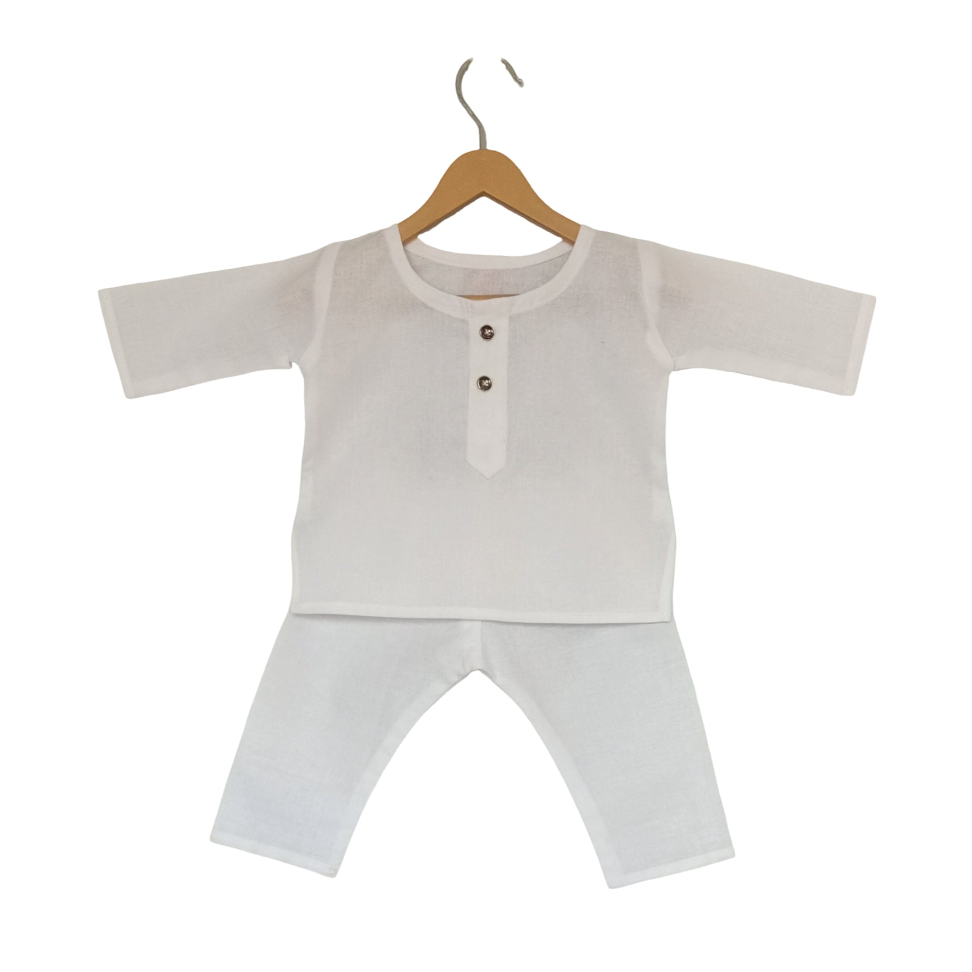 White kurta pajama baby boy organic cotton