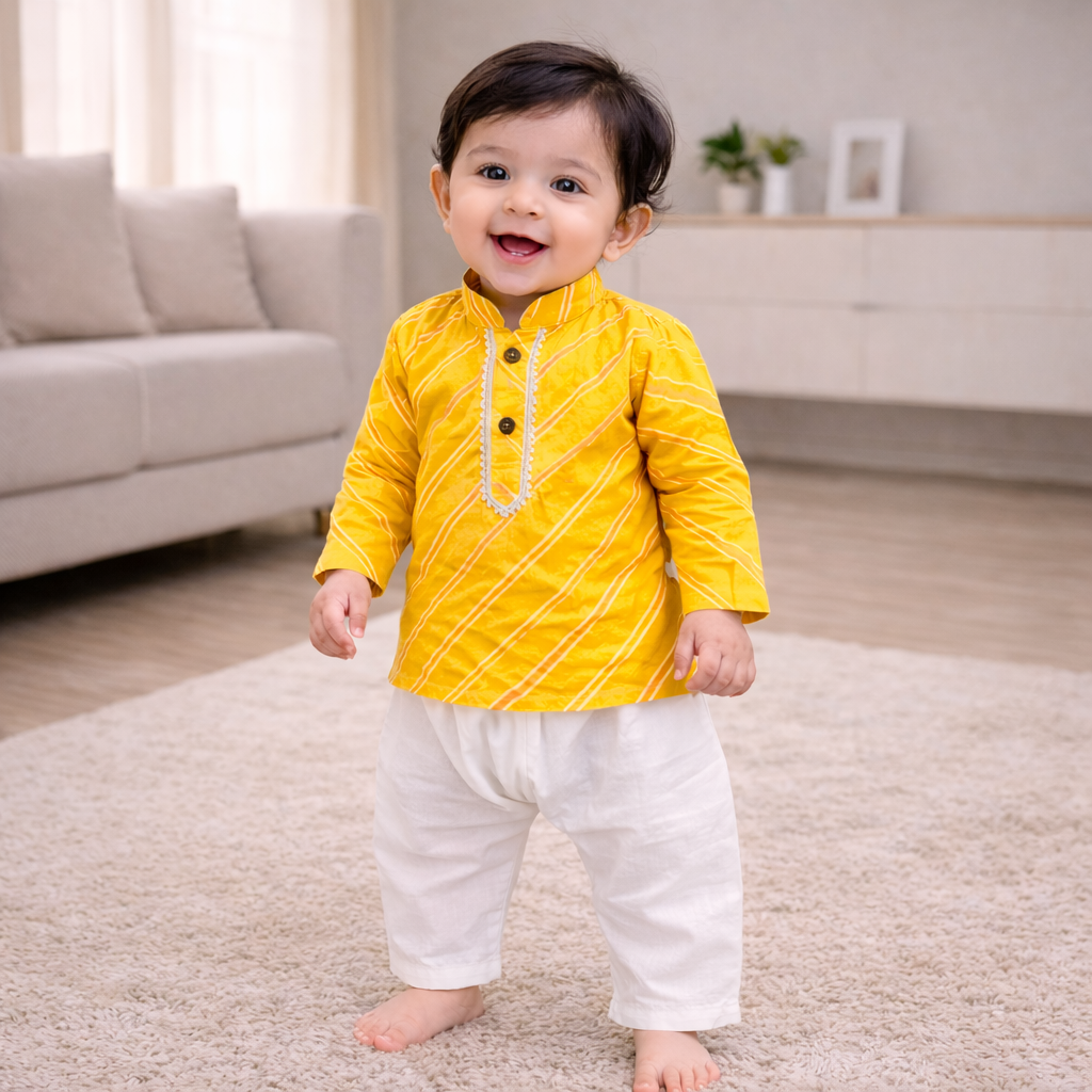 Indian embroidered yellow kurta pajama