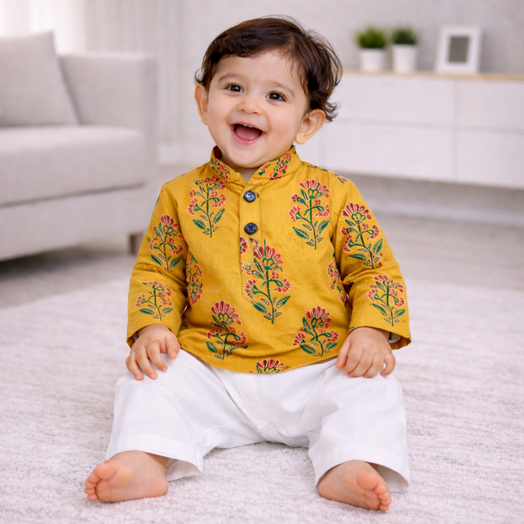 handmade block print baby boy kurta pajama