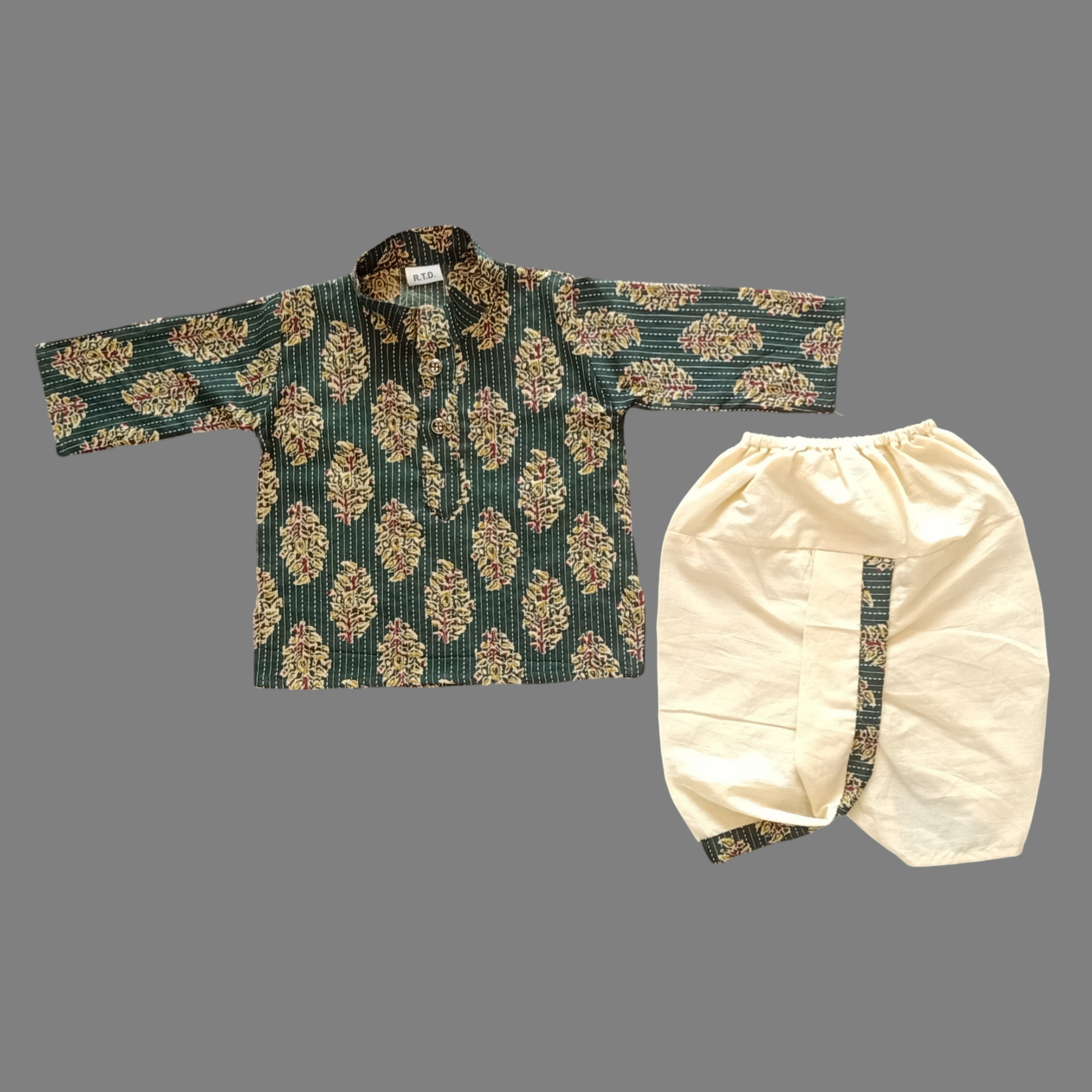 Green kurta dhoti baby festive wear