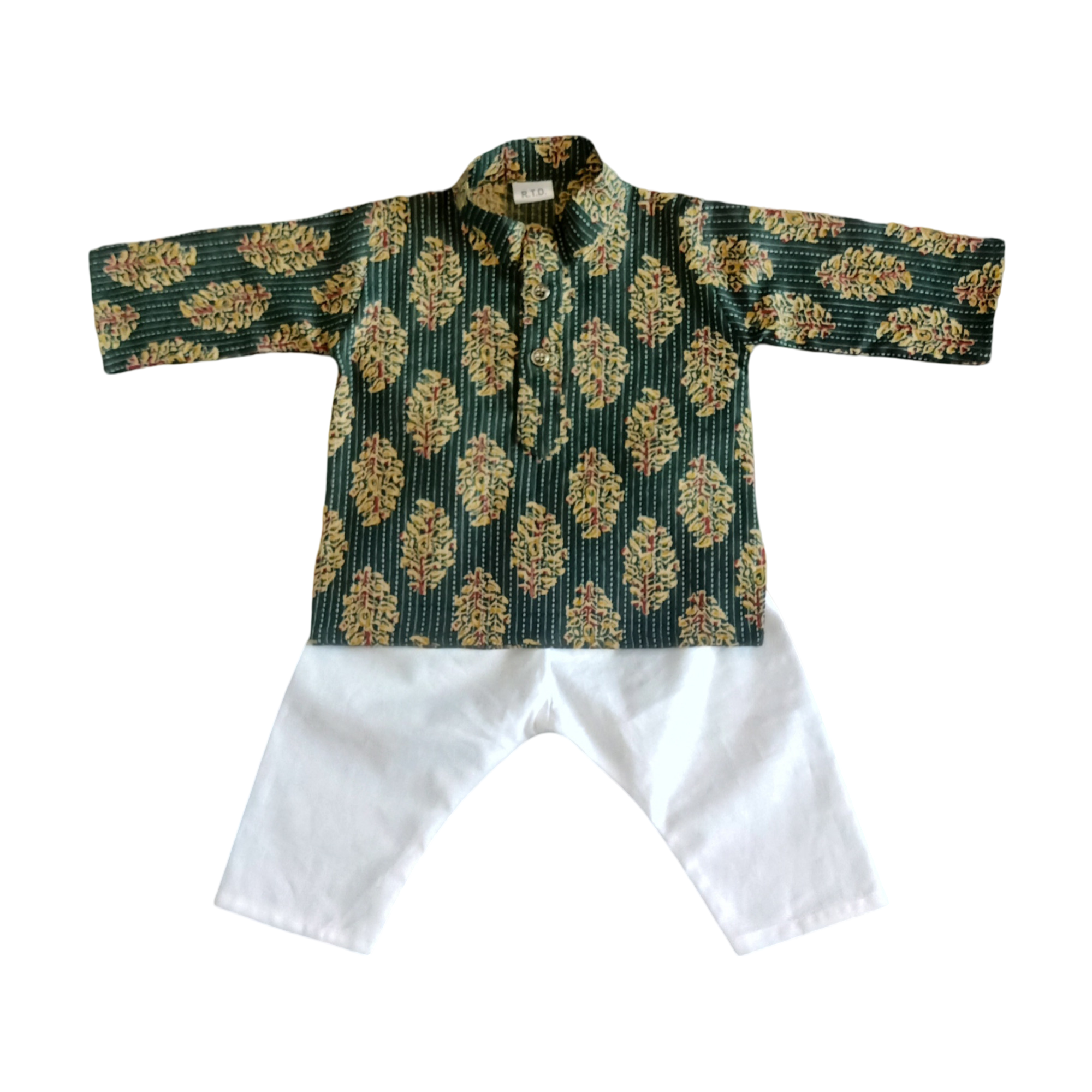 Green kurta pajama baby wedding outfit