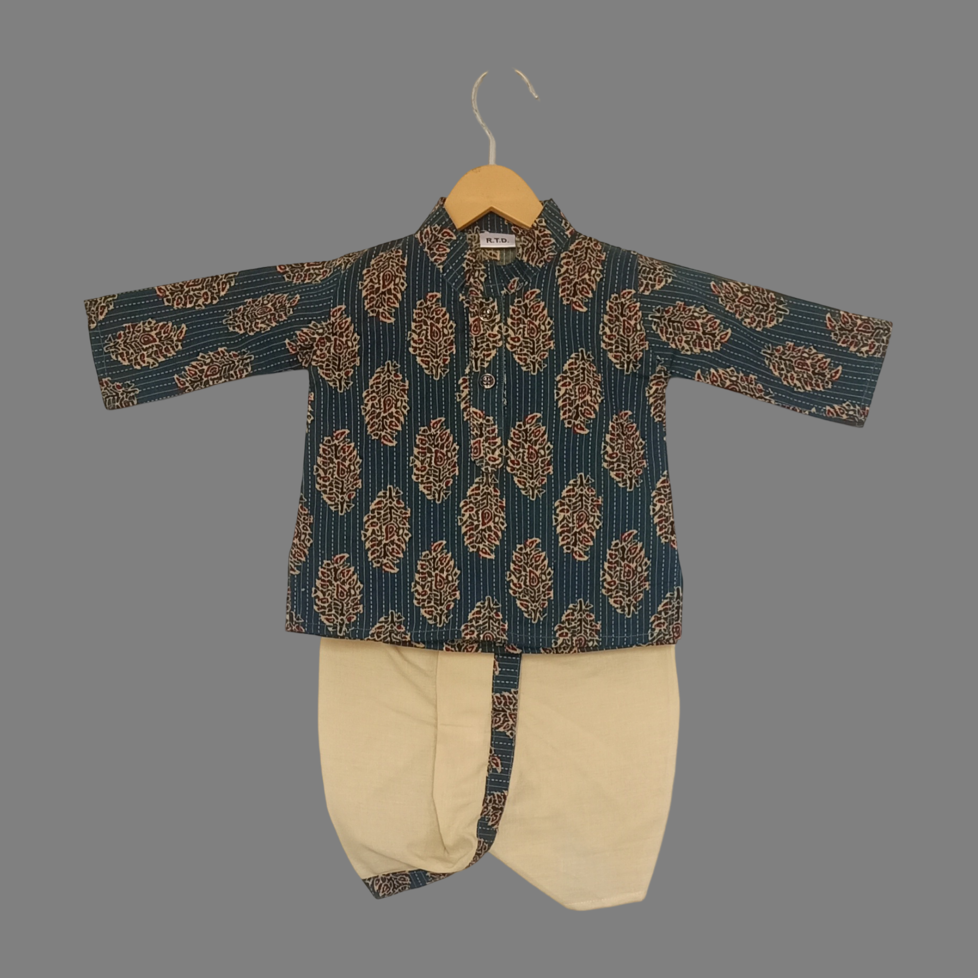 Kantha stitch kurta dhoti baby outfit