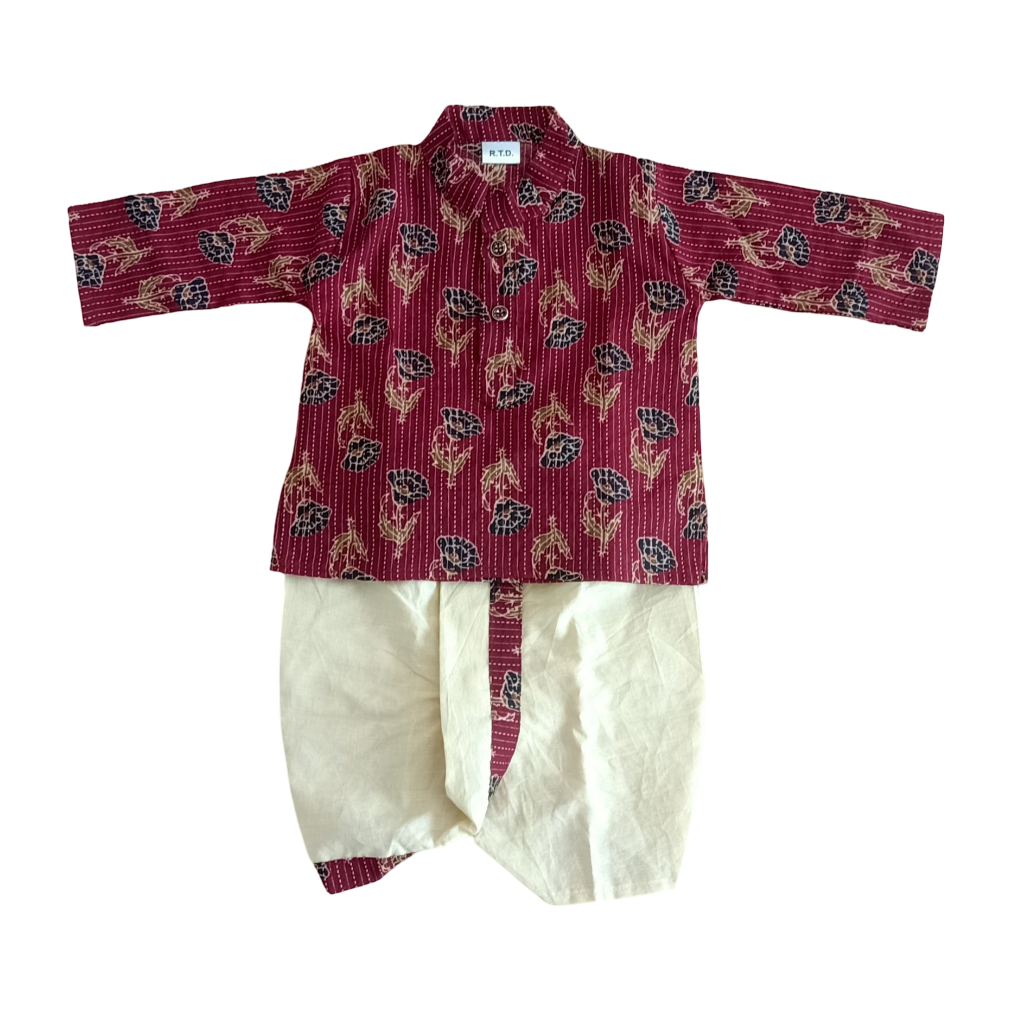 Newborn Red dhoti kurta handmade cotton