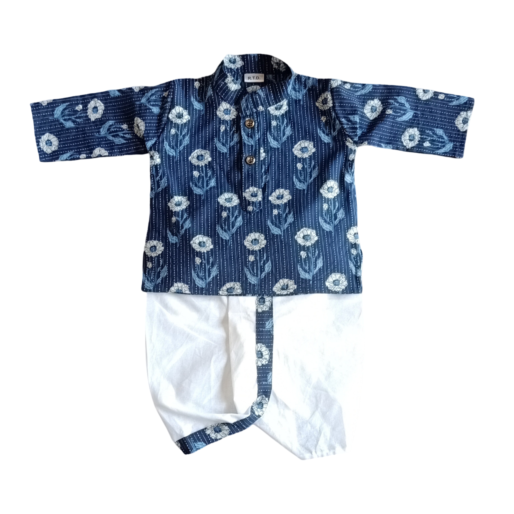 Blue Cotton dhoti kurta kids wedding outfit