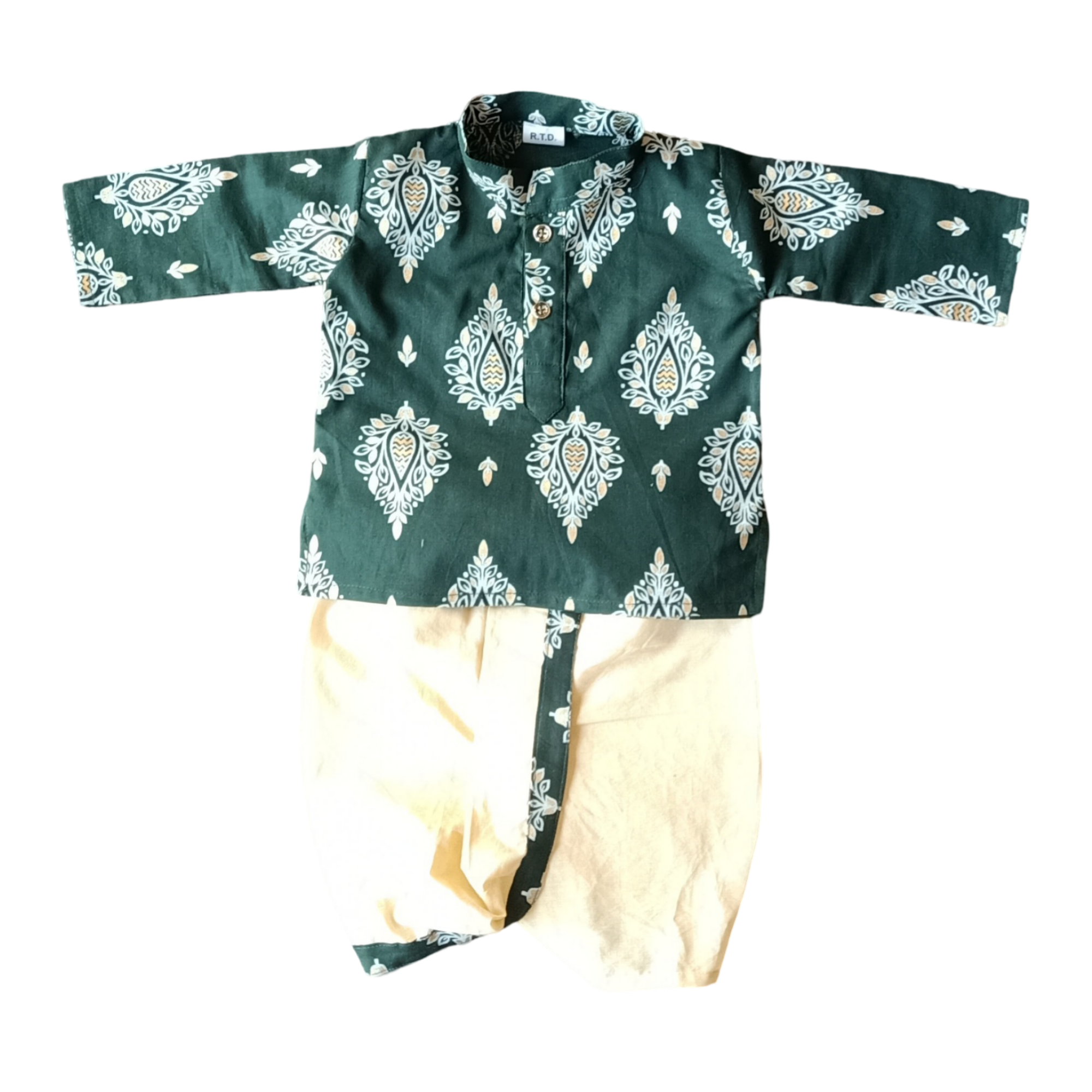 Block Print Green Kurta Dhoti Set – Organic Cotton Baby Boy Kurta Pajama