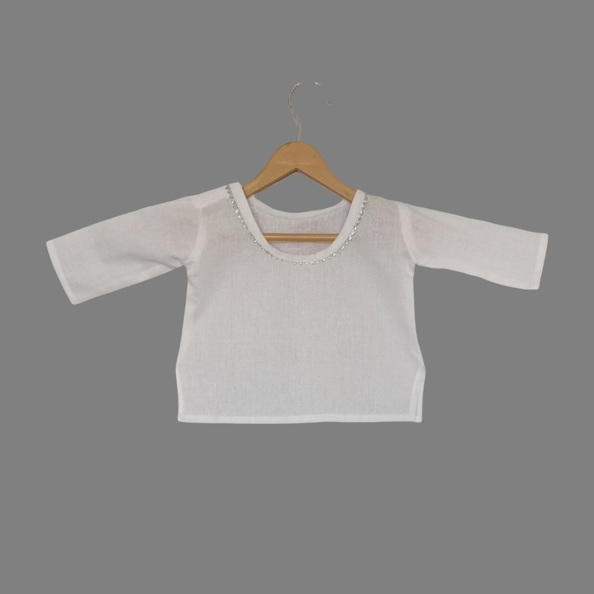 Embroidered White Kurta Pajama unisex newborn Baby outfit