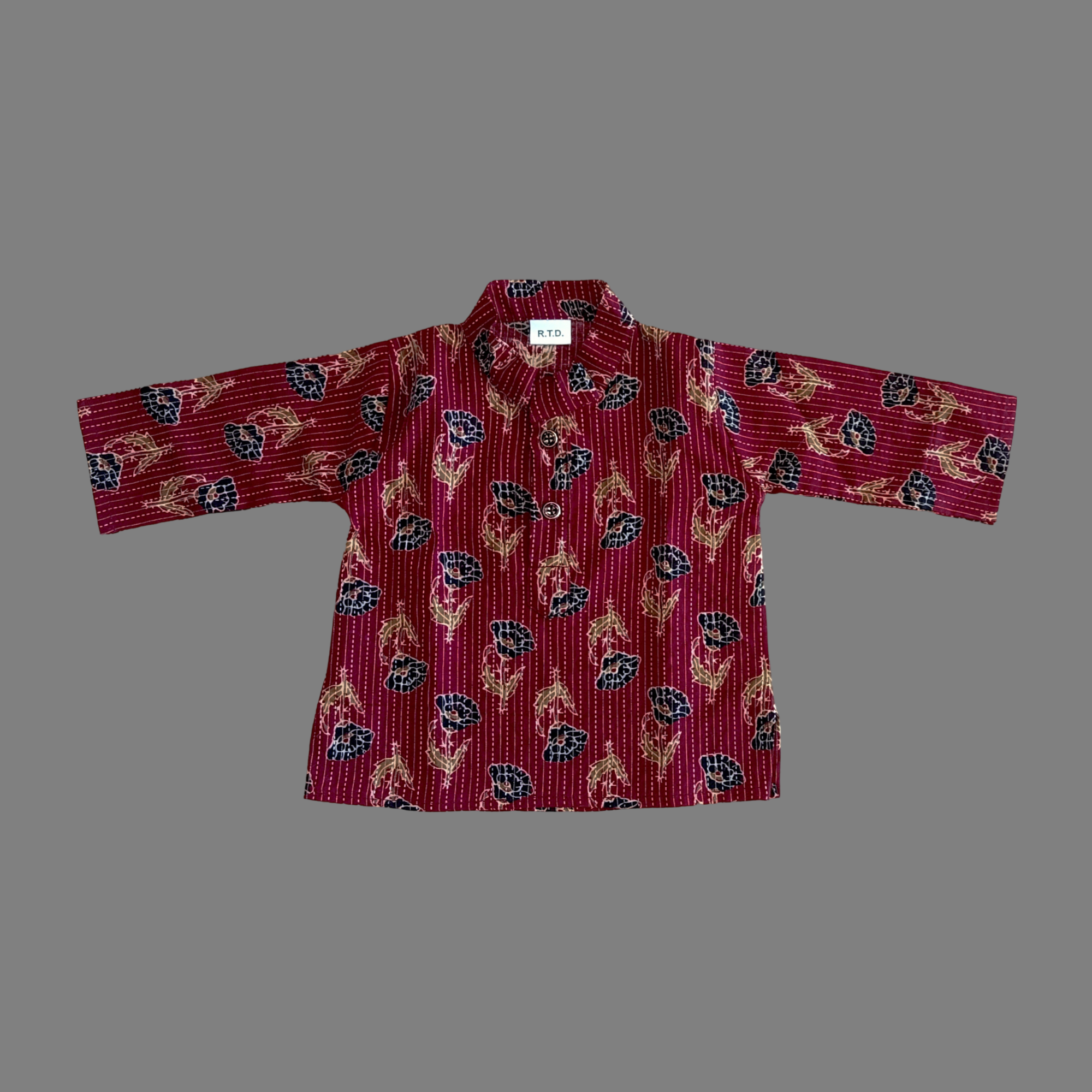 Organic baby Block print outfit Maroon Kurta Pajama Handmade dress.