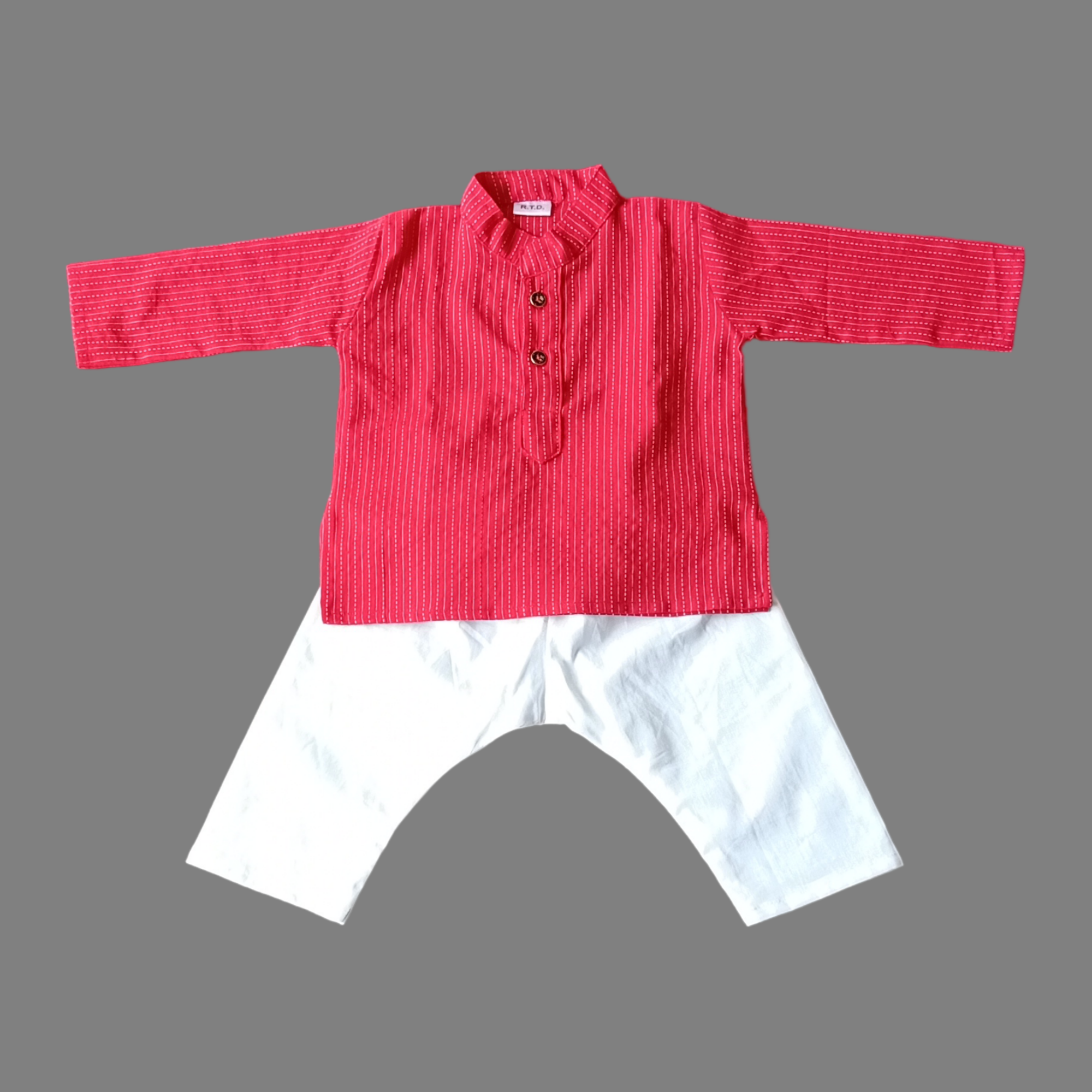 Newborn red kurta pajama festive outfit