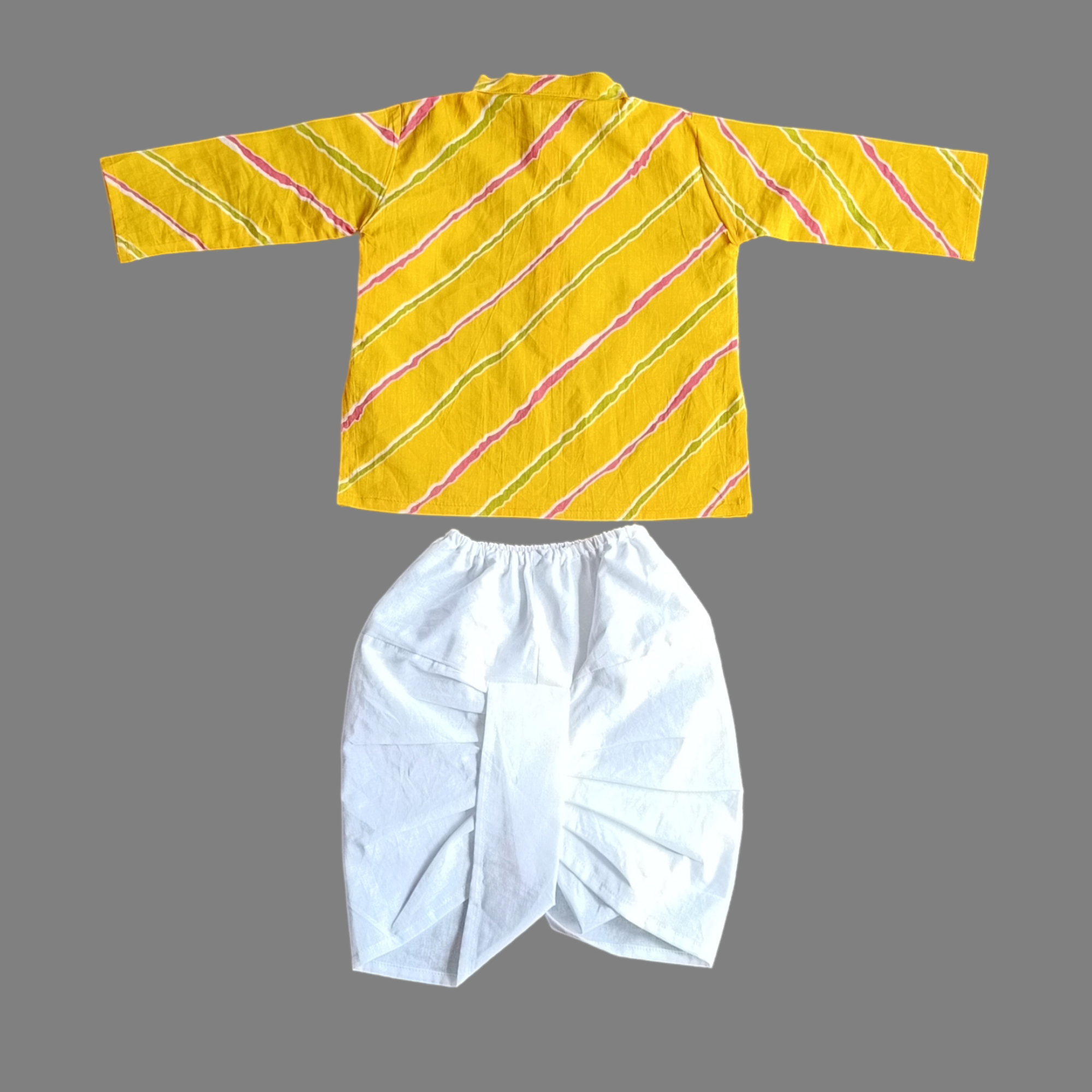 Indian handmade Yellow Wedding Dhoti Kurta - Baby Boy Haldi outfit