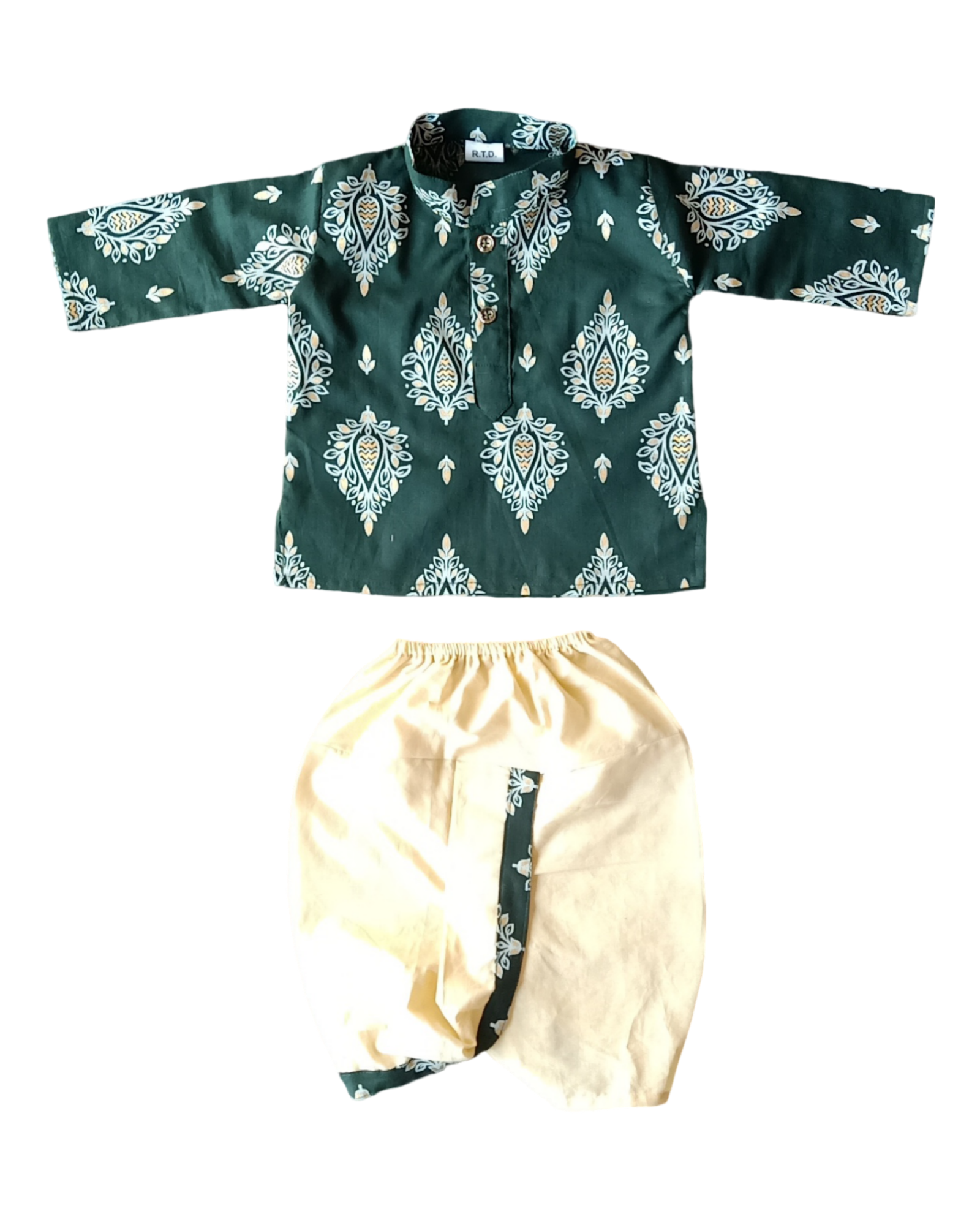 Block Print Green Kurta Dhoti Set – Organic Cotton Baby Boy Kurta Pajama