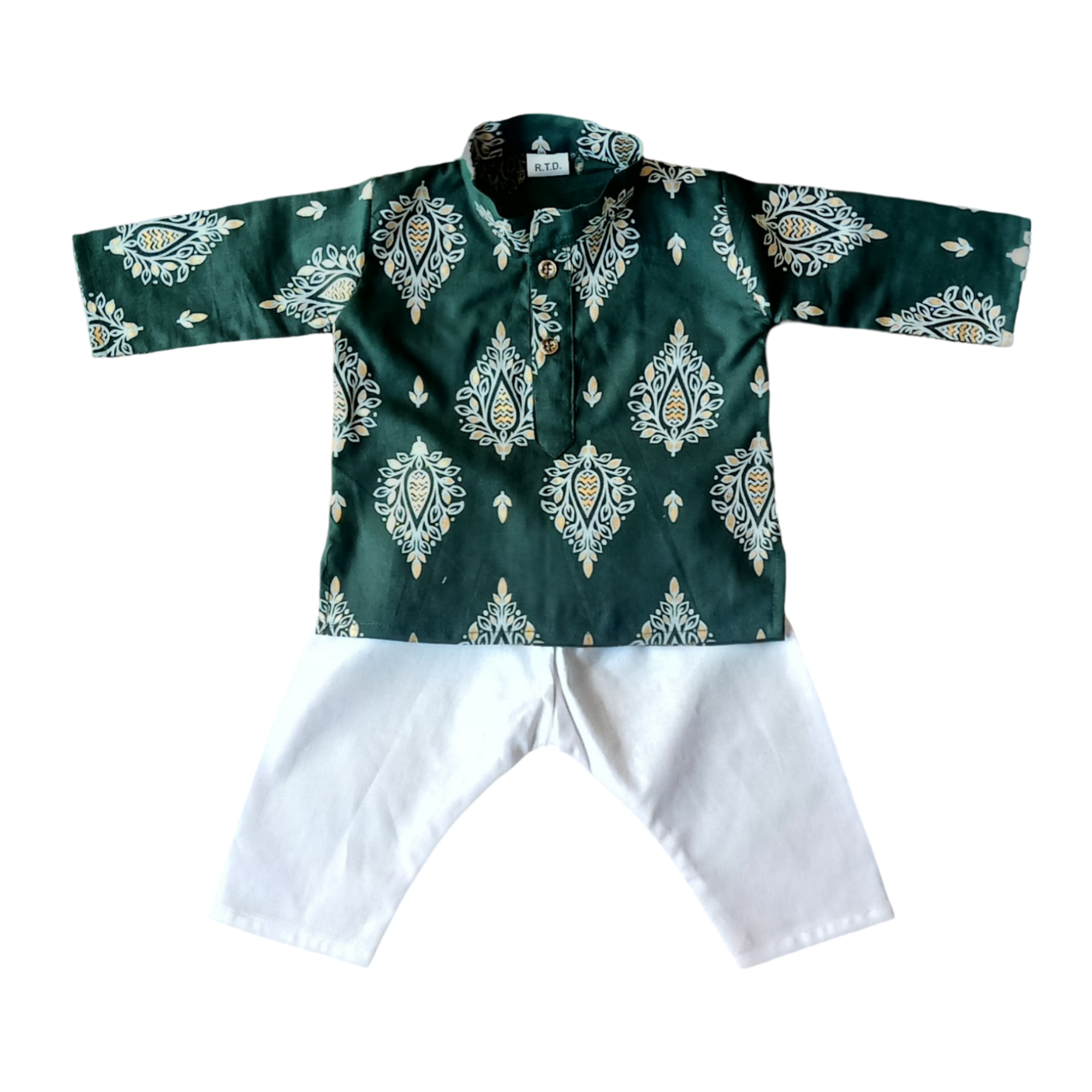 Block Print Green Kurta Dhoti Set – Organic Cotton Baby Boy Kurta Pajama