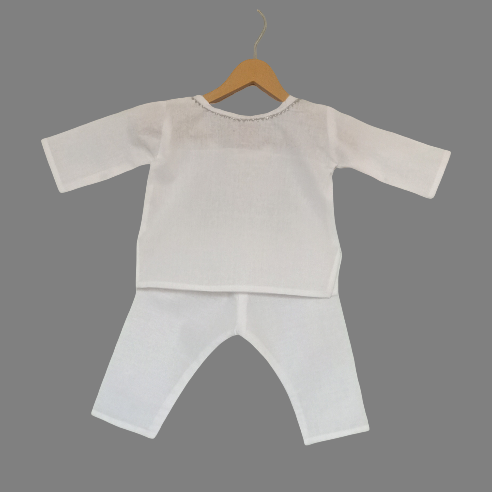 White Organic Cotton Kurta Pajama for Baby Boy – Traditional Indian Outfit & Summer Ethnic Wear