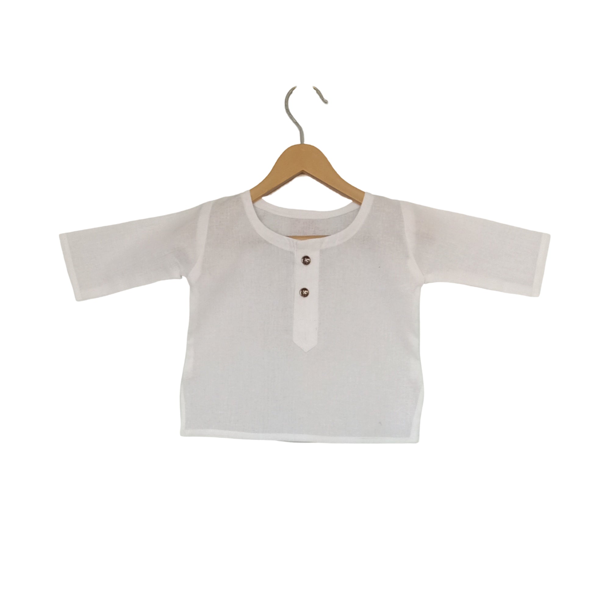 White Organic Cotton Kurta Pajama for Baby Boy – Traditional Indian Outfit & Summer Ethnic Wear