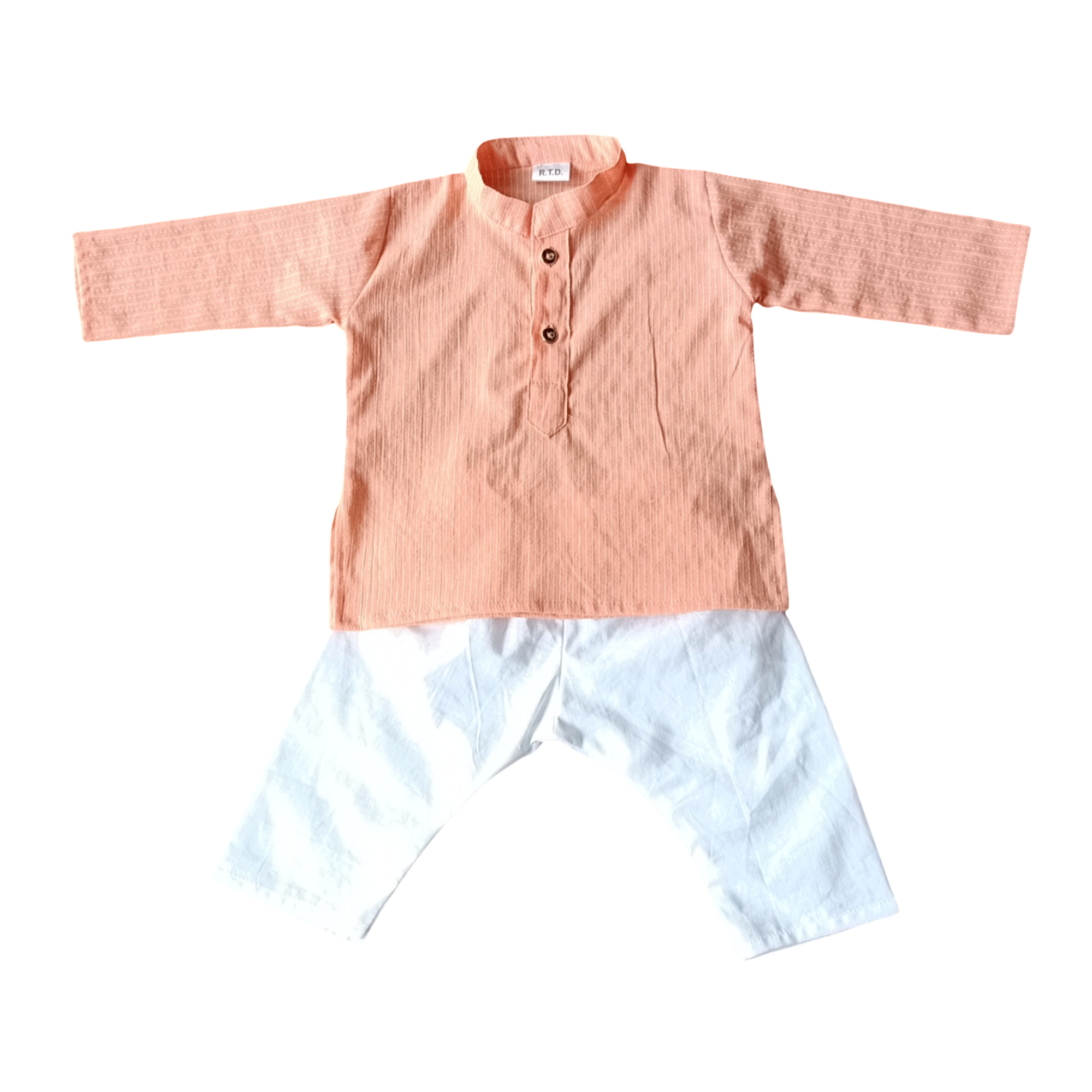 Kantha stitch peach kurta pajama baby boy