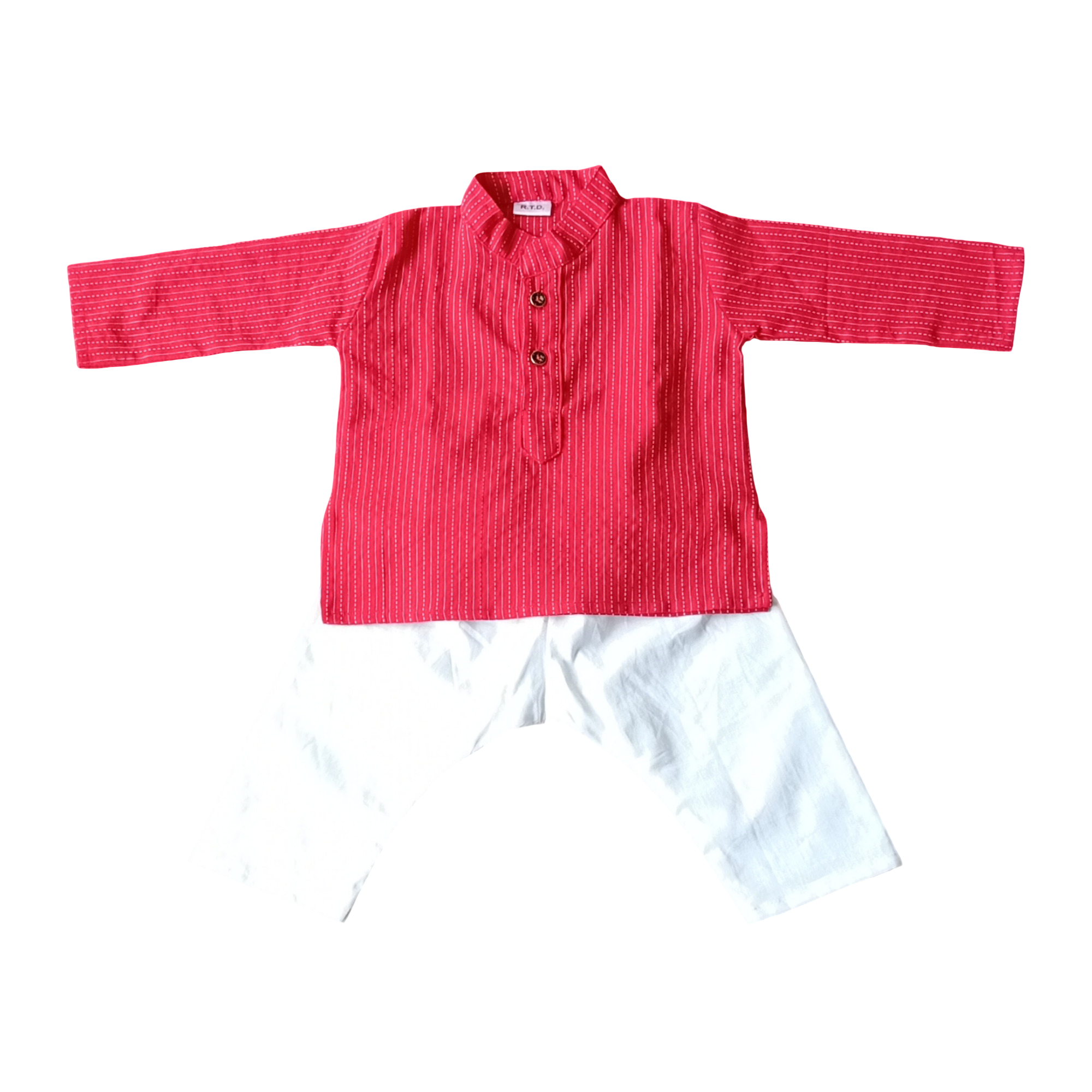 Red kantha work kurta pajama newborn baby boy
